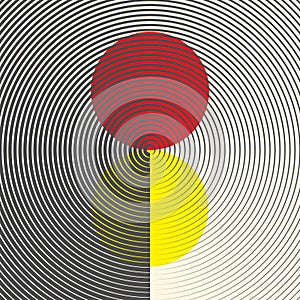 Circular Red and Yellow Ornament. Geometric Graphic Design