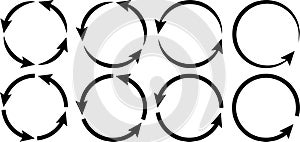 Circular Rotation Arrow Icons for Cycle Process and Refresh Direction