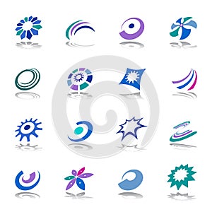 Circular rotation and motion in design elements. Abstract icons