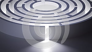 Circular rounded maze. 3D rendered illustration