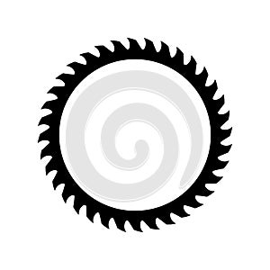 A circular saw blade. Sawblade with empty white circle inside. Vector isolated illustration.