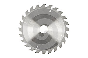 Circular saw blade tool isolated on white background. Metal circular power saw blade for wood isolated