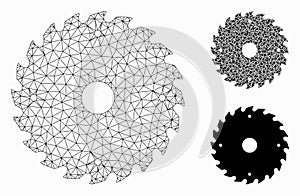 Circular Saw Blade Vector Mesh Wire Frame Model and Triangle Mosaic Icon