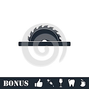 Circular saw blades icon flat