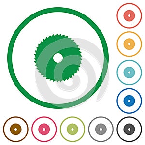 Circular saw flat icons with outlines