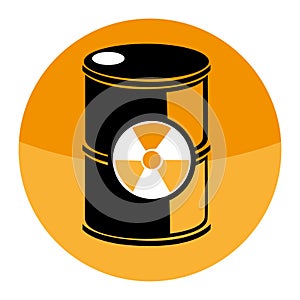 Circular shape with barrels with radioactive materials