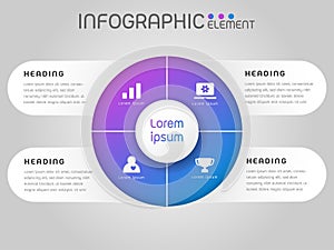 Circular shape elements of graph,diagram with steps,options,processes or workflow.