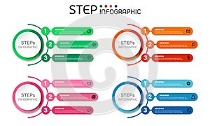 Circular shape elements with steps,options,milestone,processes or workflow.Business data visualization.Set of creative step