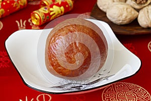 circular shaped pork sausage Chinese food ZhouZi