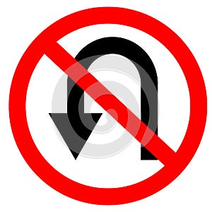 Circular single white. red and black no u-turn symbol.