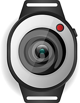Circular Smartwatch Camera Interface with Lens Design and Recording Indicator photo