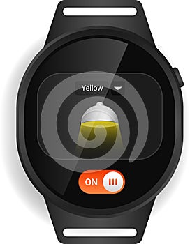 Circular Smartwatch Flashlight Interface with Color Selection and Toggle photo