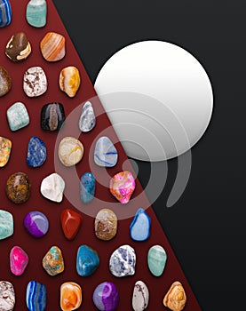 Circular Space on Gemstones Background Composition