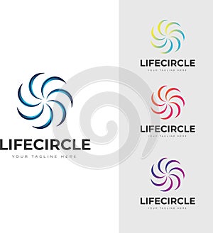 .Circular spiral Abstract Logo modern shape colorful meaningful life community sign