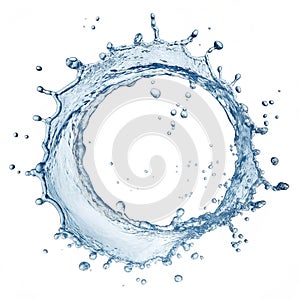 Circular splash of clear water isolated photo