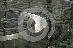 Circular stainless steel reflecting water pool