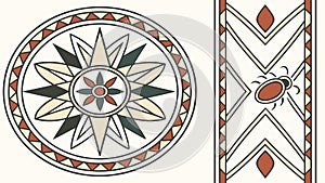 Circular Star Pattern and Decorative Geometric Border, vector design Generative AI