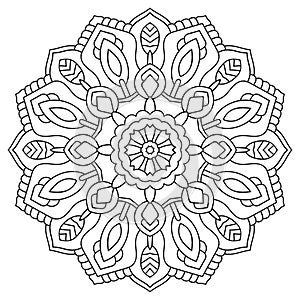 Circular symmetric mandala on white background. Illustration of pattern