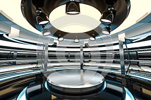 Circular technological structure building, 3d rendering