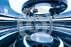 Circular technological structure building, 3d rendering