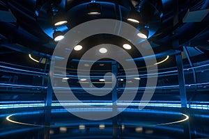 Circular technological structure building, 3d rendering