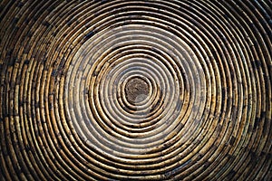 Circular texture of a bamboo bowl