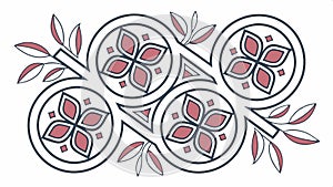 Circular tile pattern design element for decorative motifs and backgrounds vector design Generative AI