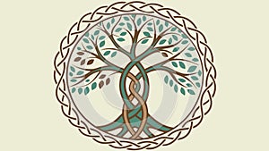 Circular Tree of Life, Nature and Harmony, vector design Generative AI