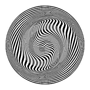 Circular Twisting Motion and 3D Illusion in Abstract Op Art Design