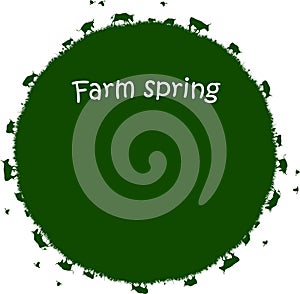 Circular vector background with bulls and farms animals