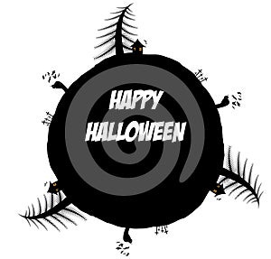Circular vector frame with Happy Halloween text