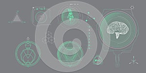 Circular vector infographic elements for sci-fi interface.