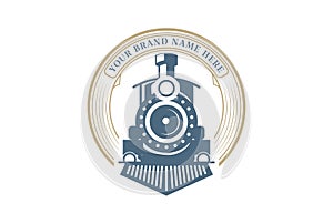 Circular Vintage Old Locomotive Train Machine Badge Emblem Logo Design Vector