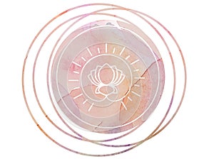 Circular Watercolor mandala meditation Symbol lotus