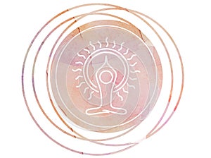Circular Watercolor mandala meditation Symbol lotus