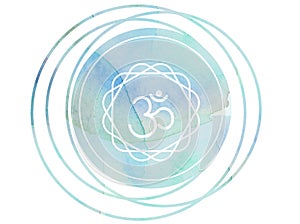 Circular Watercolor mandala meditation Symbol Om lotus