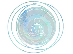 Circular Watercolor mandala meditation Symbol Om lotus