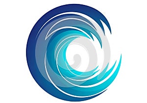 Circular wave logo design with a gradient from dark blue to light