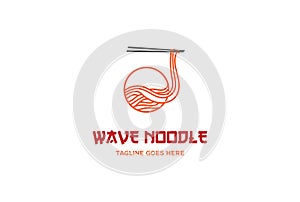 Circular Wave Noodle for Asian Korean Japanese Chinese Oriental Food Logo Design Vector