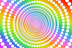 Circular white round dots pattern on colorful texture background, gradient rainbow colors, used LGBT or LGBTQ pride flag colors, v