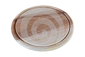 Circular wooden cutting board isolated