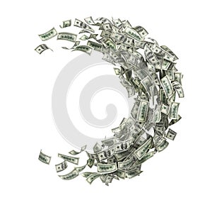 Circulation of money. Money flow in form of half of circle. photo