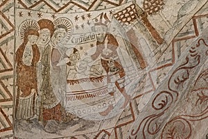 Circumcision of Jesus in the temple, an ancient wall-painting photo