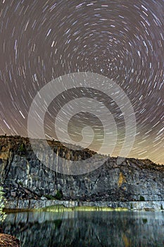 Circumpolar night shot on top of slate mine