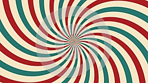 Circus animated rotation looped background of red and green lines stripe. Retro motion graphic sun beam ray. Vintage fun fair burs