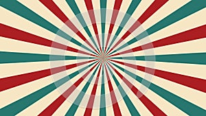 Circus animated rotation looped background of red and green lines stripe. Retro motion graphic sun beam ray. Vintage fun fair burs