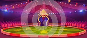 Circus arena, round stage for performance photo