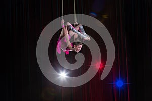Circus artist acrobat performance.