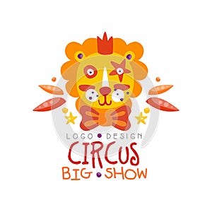 Circus big show logo design, carnival, festive creative label, badge, hand drawn template of flyear, poster, banner