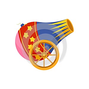 Circus cannon icon. Cartoon illustration of circus cannon. Vector isolated retro show flat icon for web